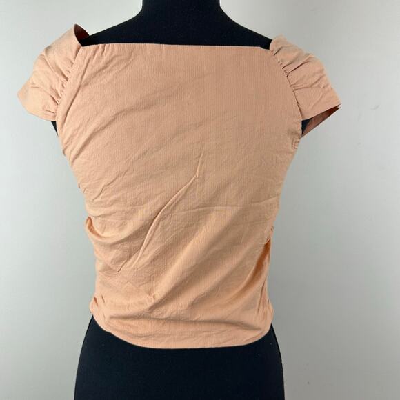 Vestique Ruched Cotton Crop Top Women S Peach Cap Sleeve Festival Y2K Streetwear - Picture 5 of 10